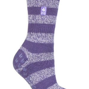 Ladies HEAT HOLDERS Original Plain Slipper Socks Seville - Purple-White