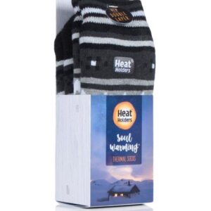 Mens Soul Warming Thermal Slipper Socks Black-Charcoal