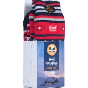 Mens Soul Warming Thermal Slipper Socks Navy-Red