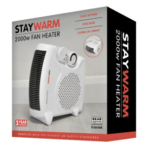 StayWarm 2000w Upright / Flatbed Fan Electric Heater - White