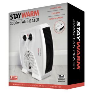 StayWarm 3000w Upright / Flatbed Fan Electric Heater - White