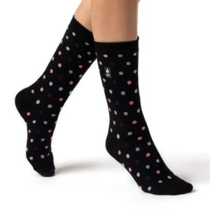Ladies Ultra Lite Thermal Socks - Dots Nicosia - Black-Purple